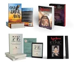 A collection of books, including a high achievement coach astrology book and an abundance manifestation expert book.