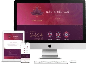 A desktop computer, laptop, tablet and phone with a website design for a high achievement coach. Gagan Sarkaria's Coaching Programs