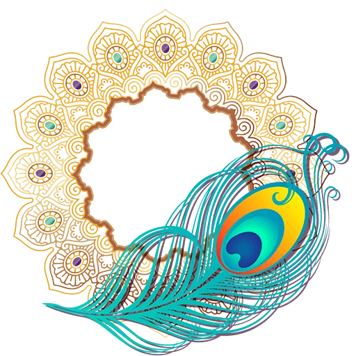 A peacock feather in a circular frame on a green background. A peacock feather in a circular frame on a green background.
