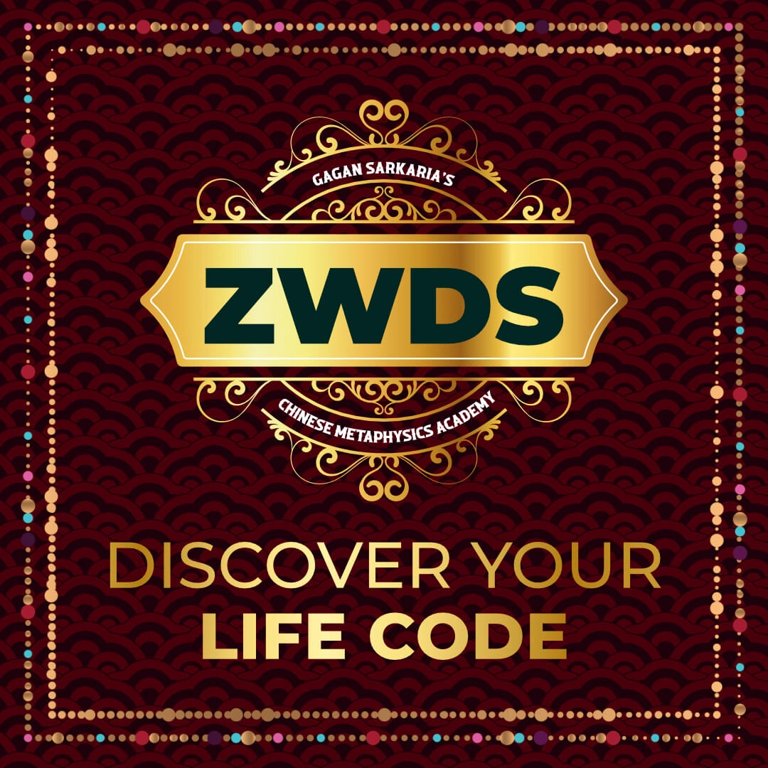 A gold logo with a Chinese Metaphysics symbol on a red background.