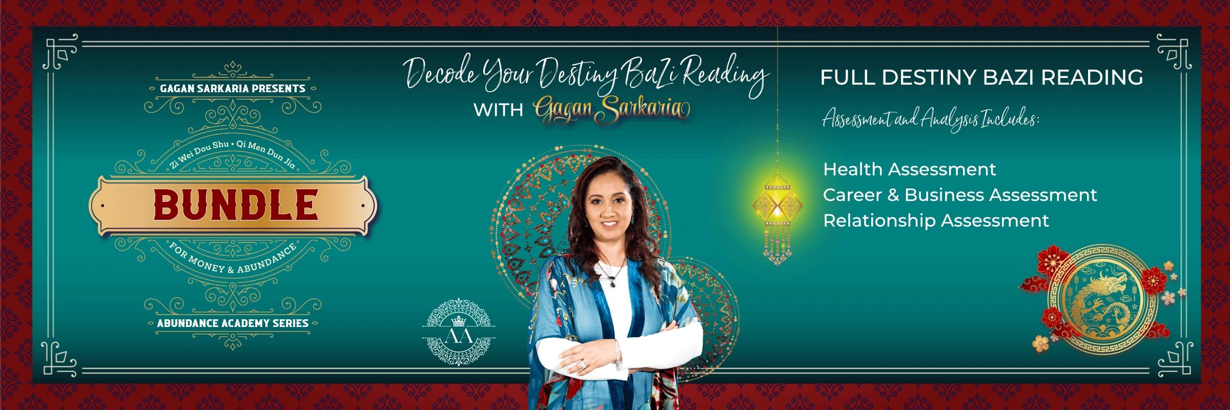 A Bazi Reading poster featuring a woman in a blue dress. A Bazi Reading poster featuring a woman in a blue dress.