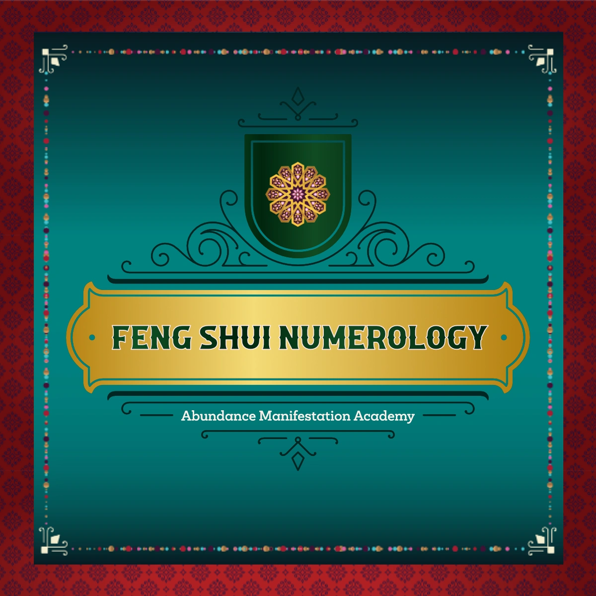 A decorative image with a green and gold banner reading A decorative image with a green and gold banner reading