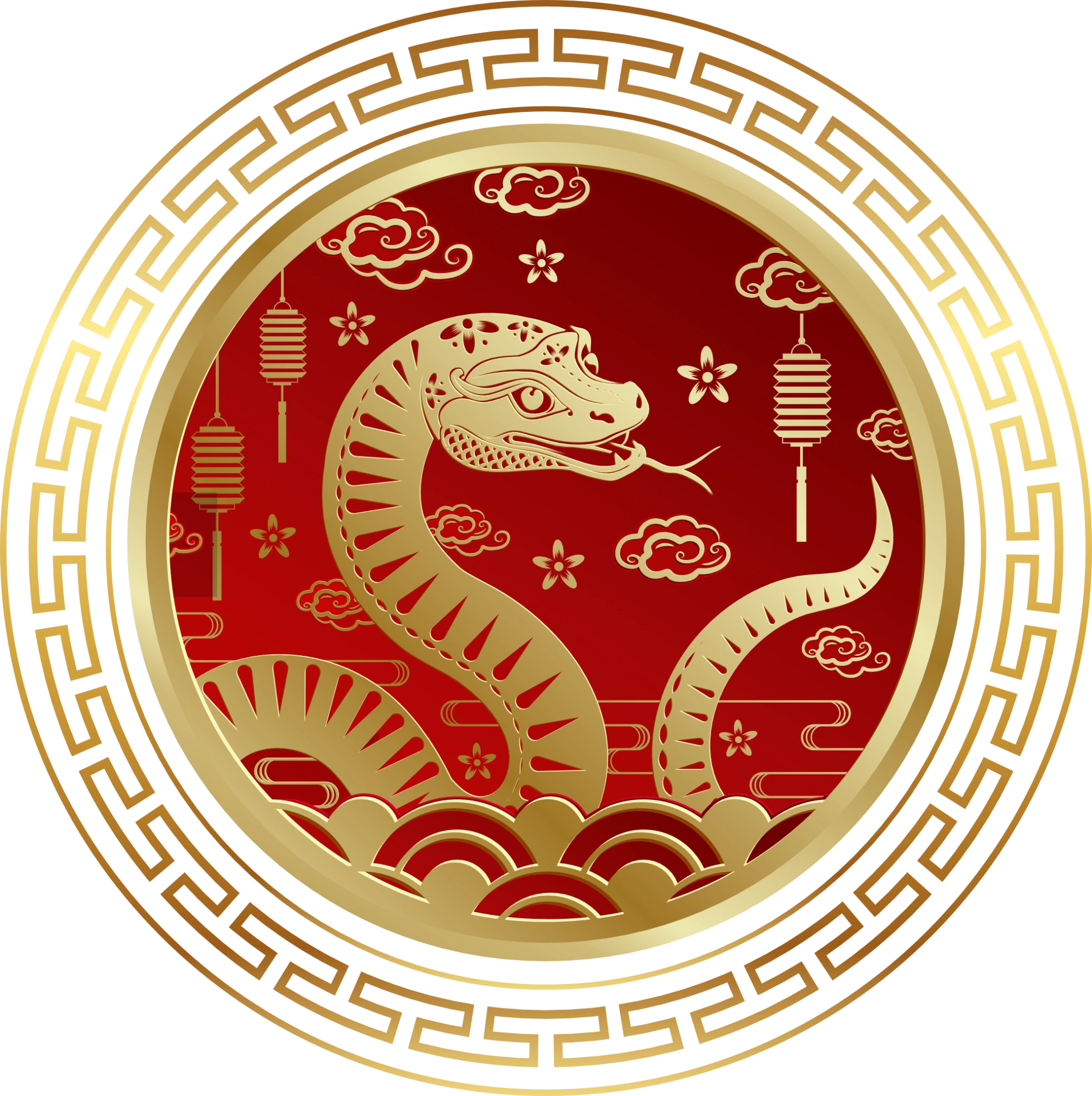 Golden depiction of a snake inside a circular frame with traditional Chinese patterns, surrounded by clouds and lanterns on a red background, symbolizing the ancient wisdom embraced by the Chinese Metaphysics Academy in 2025. Golden depiction of a snake inside a circular frame with traditional Chinese patterns, surrounded by clouds and lanterns on a red background, symbolizing the ancient wisdom embraced by the Chinese Metaphysics Academy in 2025.